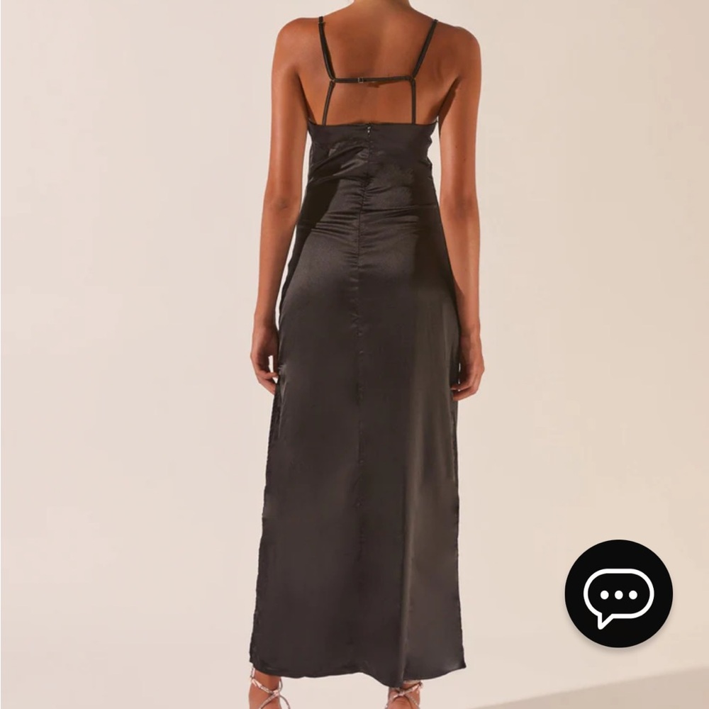 Peppermayo Black Satin Slip Maxi Dress with Chain Trim - Picture 2 of 6